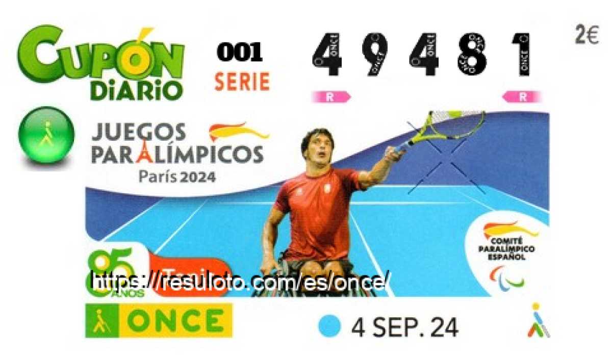 Cupón ONCE premiado el Miercoles 4/9/2024