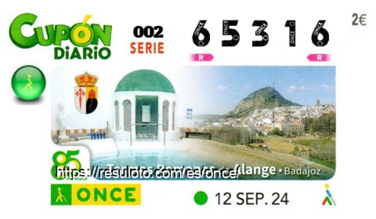 Cupón ONCE premiado el Jueves 12/9/2024