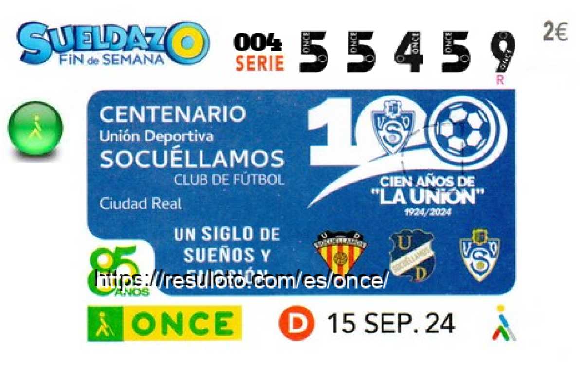 Sueldazo ONCE premiado el Domingo 15/9/2024