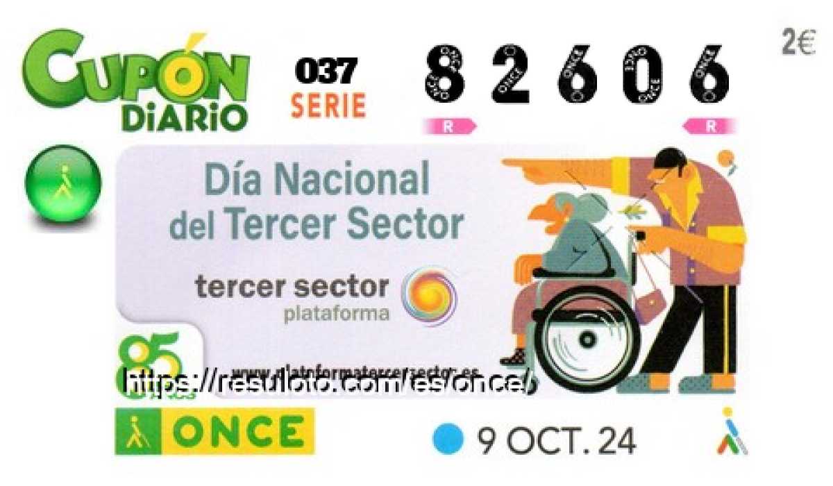 Cupón ONCE premiado el Miercoles 9/10/2024