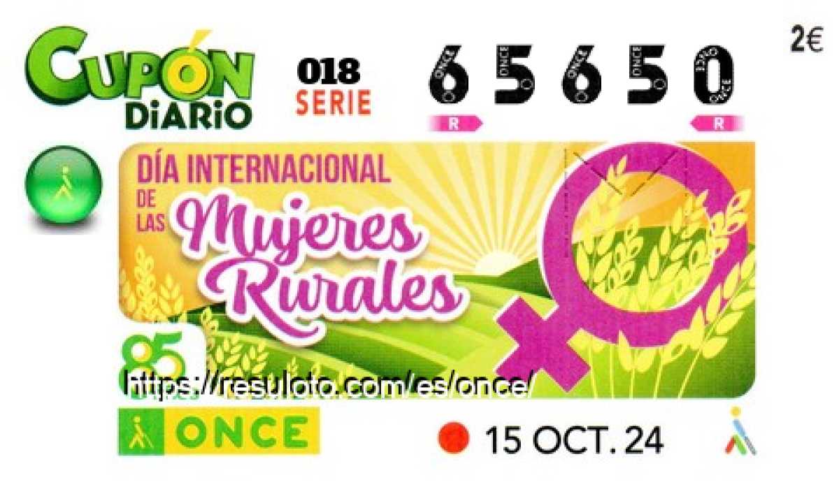 Cupón ONCE premiado el Martes 15/10/2024