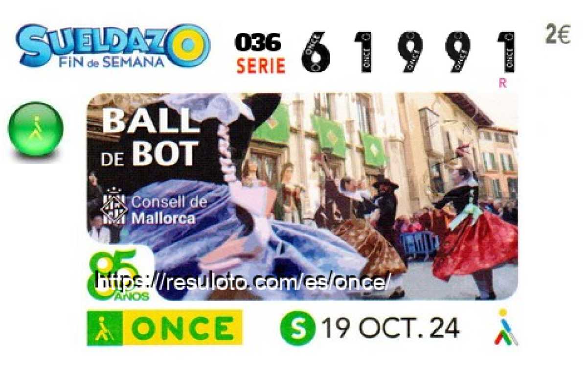 Sueldazo ONCE premiado el Sabado 19/10/2024