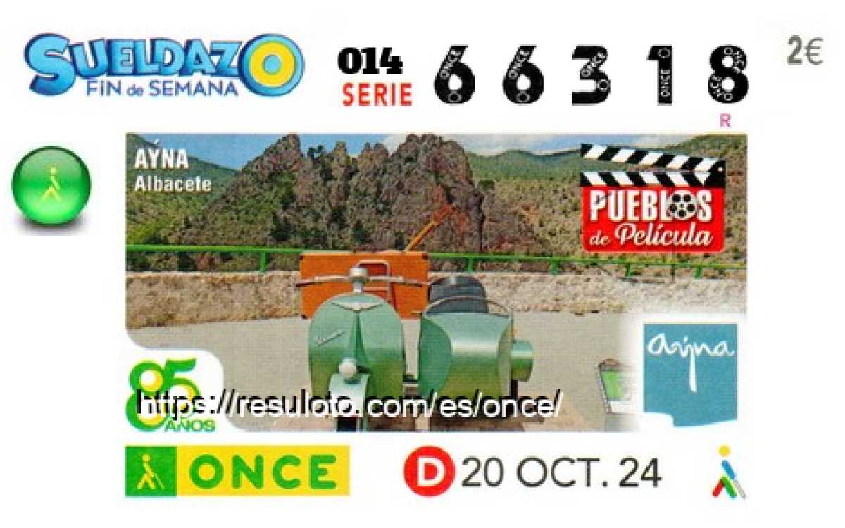 Sueldazo ONCE premiado el Domingo 20/10/2024