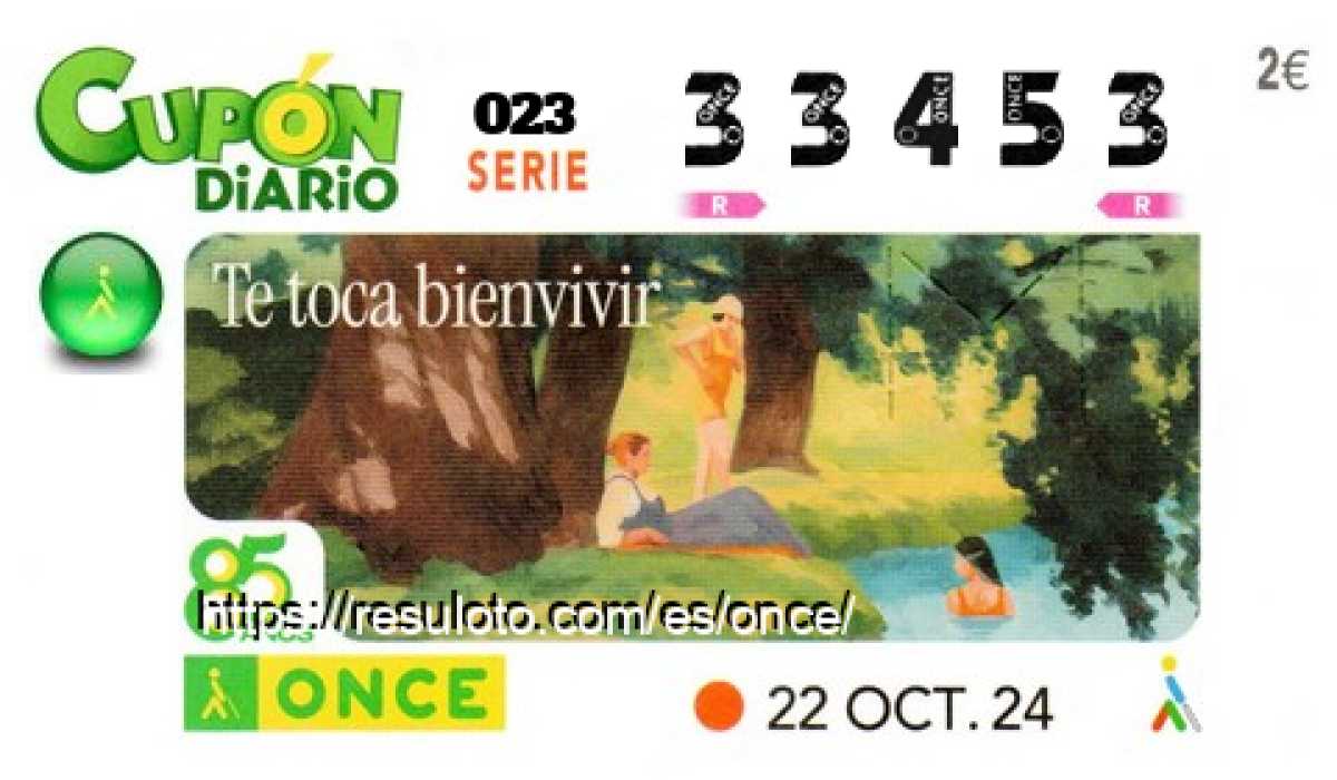 Cupón ONCE premiado el Martes 22/10/2024