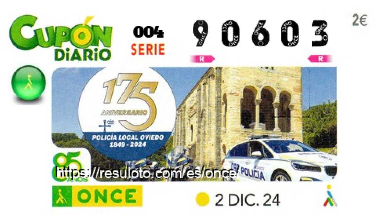 Cupón ONCE premiado el Lunes 2/12/2024