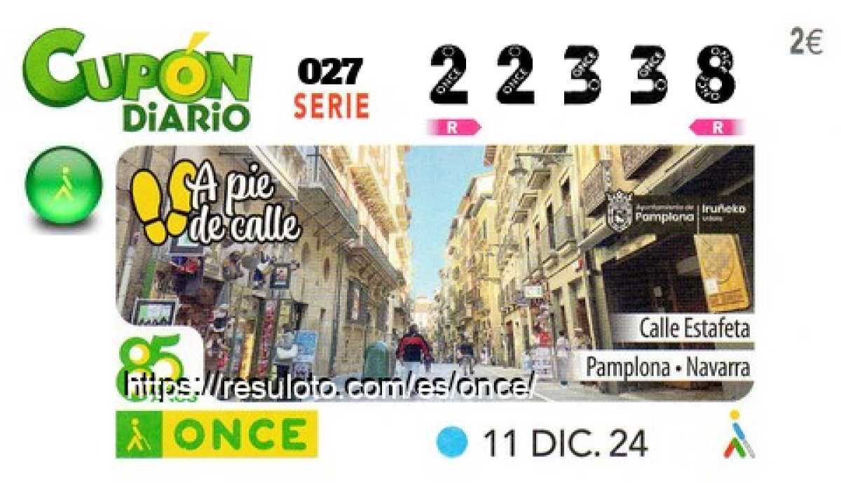 Cupón ONCE premiado el Miercoles 11/12/2024