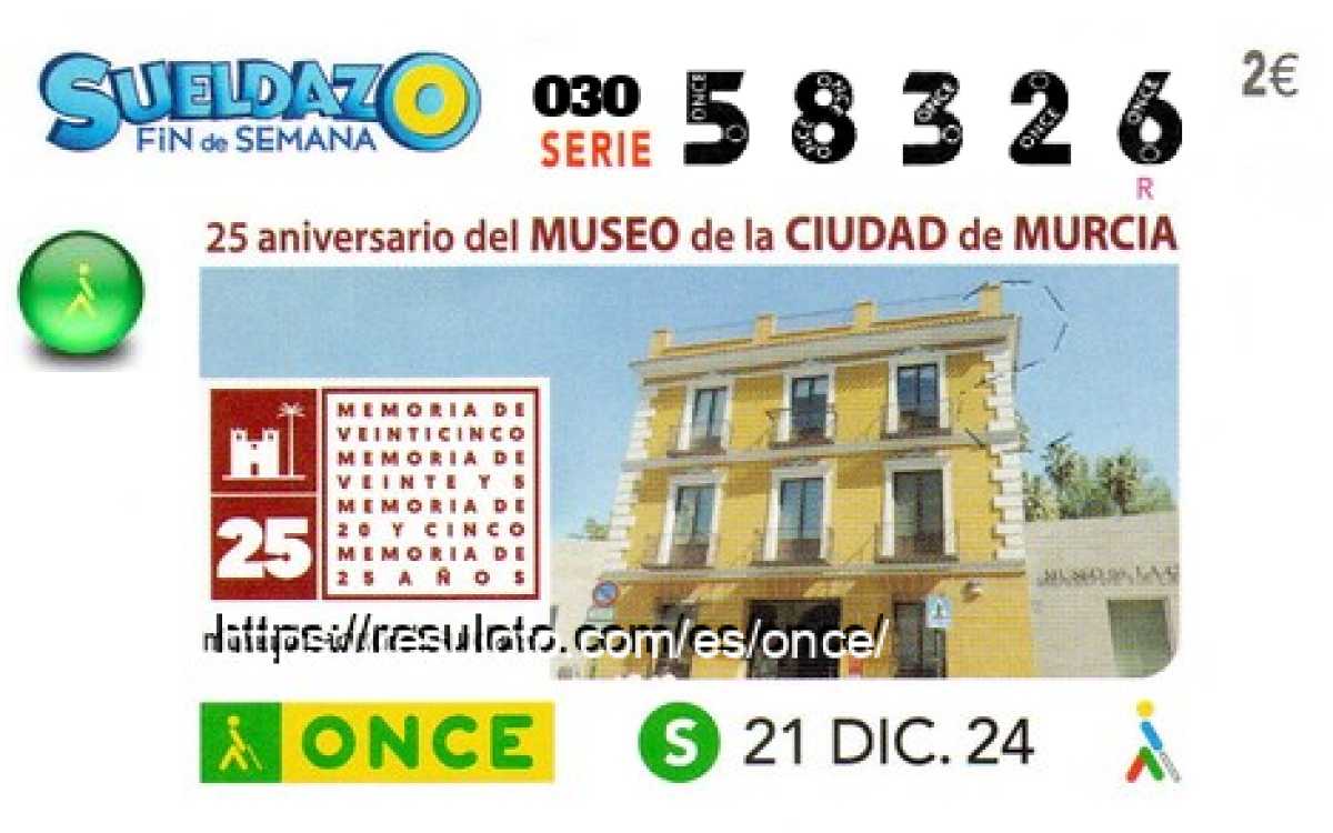 Sueldazo ONCE premiado el Sabado 21/12/2024