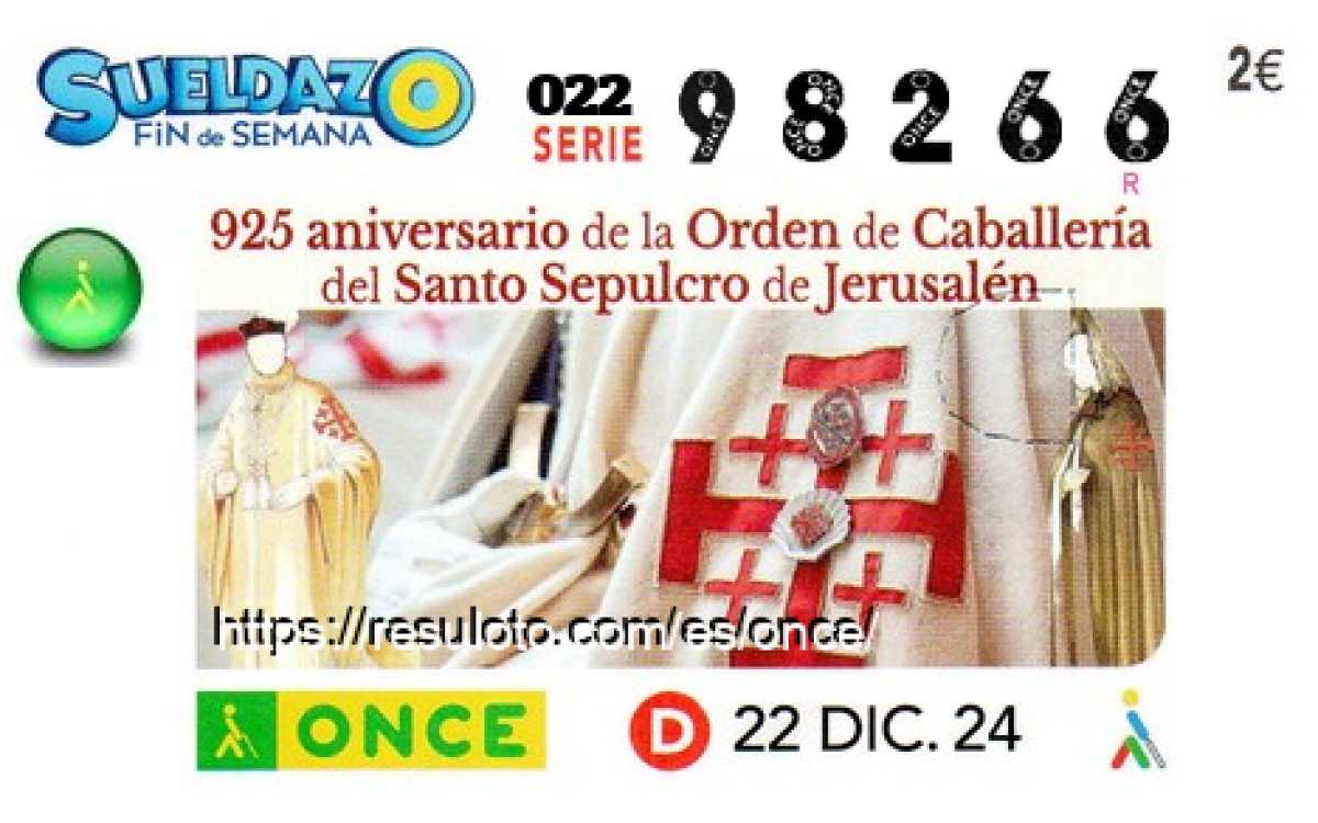 Sueldazo ONCE premiado el Domingo 22/12/2024